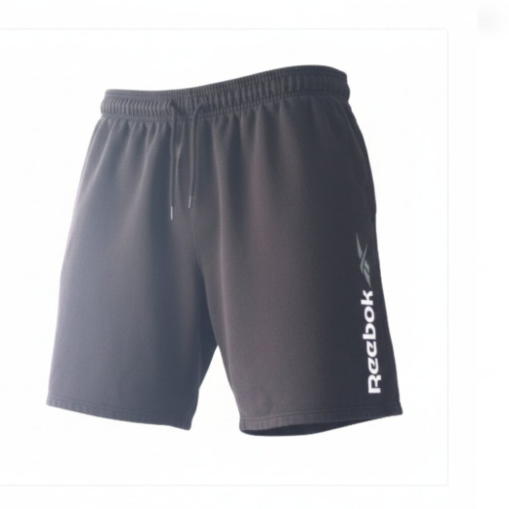 Reebok Men's Shorts Sz 2XL Black Cotton Elastic Waist 40x10 Pockets Logo Y2K